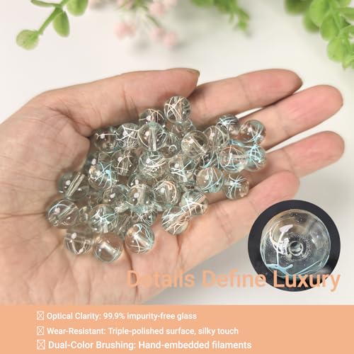 10mm Hand-Drawn Glass Beads Bulk 160pcs Orange Blue Round - color: Orange&Blue 10mm