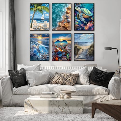 EIBEILI Diamond Art Kits for Adults-6P Beach Diamond Painting Kits Wall - color: DP03461
