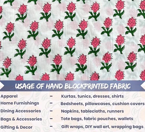 100% Cotton Fabric by the Yard, Hand Block Print Fabric for Sewing RB-187 - color: Rb-187 White, size: 1 Yard pre cut