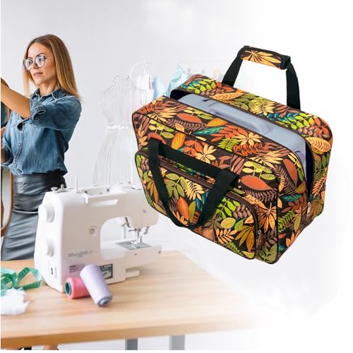 Sewing Machine Carrying Case，Sewing Machine Carrying Case Tote Bag，Universal Tote Storage Bag with Pockets and Handles, Suitable for Most Standard Singer, Janome (Brown) - color: Brown