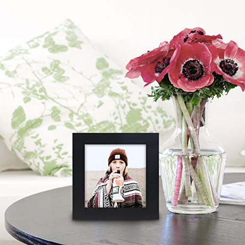 WUTL 5x5 Picture Frames Solid Wood Square Photo Frame Black 6 Pack - color: Black, size: 5x5