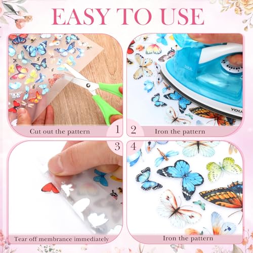 Fainne 12 Sheets Iron on Transfers, Country Flower Decals - style: Country