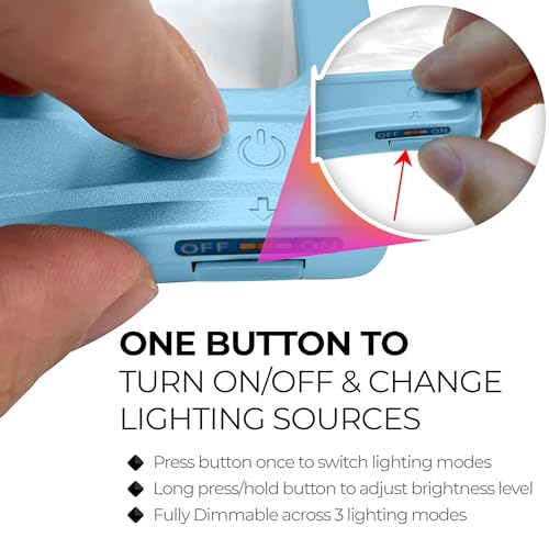 MagniPros 5X Large LED Hands-Free Full Page Magnifying Glass with Detachable Stand & 3 Color Light Modes to Reduce Eye Strain, Ideal for Reading Small Prints, Crafting, Low Vision & Seniors - color: Blue With Stand