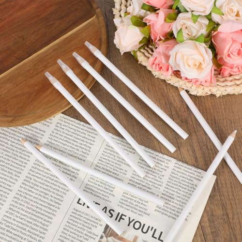 BOXOB 8pcs Fabric Pencils for Sewing, Water Soluble Sewing Fabrics Tailors Markers Pen Practical Marking & Tracing Tool for Dressmaking Quilting Embroidery DIY Crafts (White) - color: White