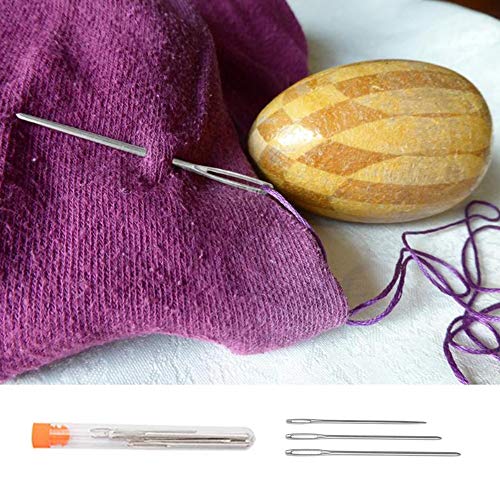 Knitting Needle Set, BCMRUN 22PCS 2mm(B)-8mm(L) Straight Single Pointed Stainless Steel Sweater Needles Set(11Pair-11 Size,9.8 inch) with Locking Stitch Makers Large-Eye Needles Measure Tape (25CM) - size: 25CM