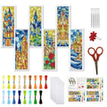 FREEBLOSS 6 Set Cross Stitch Bookmark Kit 11 CT Stamped Cross Stitch Kit DIY Embroidery Bookmark Kits for Adult Beginners with Instructions, Stained Glass Castle Pattern, 6 x 20 cm/8" x 2.4" - style: Colored Glass Castle
