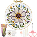 ERKOON Embroidery Kit for Beginners Adult, Cross Stitch Set Include Embroidery Cloth Hoop Threads for Craft Lover Hand Stitch with Embroidery Skill Techniques (Flower) - color: Flower