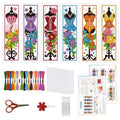 ORIGACH 6 Set Mannequin with Flowers Cross Stitch Bookmark Kit for Beginner - style: Mannequin with Flowers