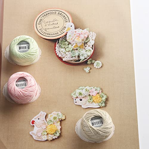 Rhapsody Pearl Cotton Thread Size 8 Crochet Thread Perle 12 Balls Set Hand Knitting, Embroidery, Sashiko, Cross-Stitch, Sewing, Needlepoint, DIY, Quilting (Drab Brown, Col. 914) - color: Drab Brown, Col. 914