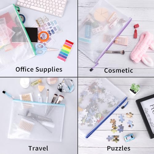 EOOUT 24pcs Mesh Zipper Pouch Bags, for Organizing Storage, Waterproof Zipper Pouches, Letter Size, File Bags for Toys, Puzzle, Board Games - style: a-24pcs