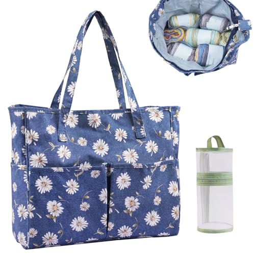 Crochet Bag Organizer Yarn Storage Organizer - color: Dark Blue