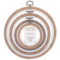 4 Pieces Embroidery Hoop Ring Plastic Cross Stitch Hoops Set Imitated Wood Display Frame Circle and Oval Embroidery Kits for Art Craft Sewing and Hanging,With 16pcs Gold Eye Sewing Needles - style: 4 pcs circle sizes