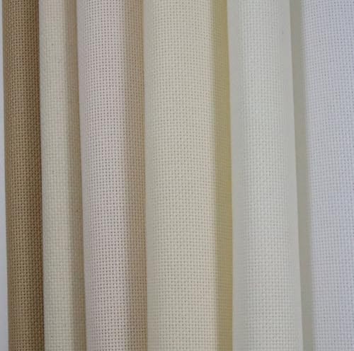 KCS 6 pc of 15" x 18" (38cmx45cm) Counted Cotton Aida Cloth Cross Stitch Fabric Rolled Box (18CT-D) - color: 18ct-d