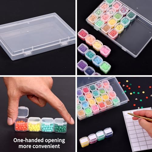 SGHUO Diamond Painting Storage Boxes 3 Pack 28 Grid Plastic Bead Organizer - size: 3pcs