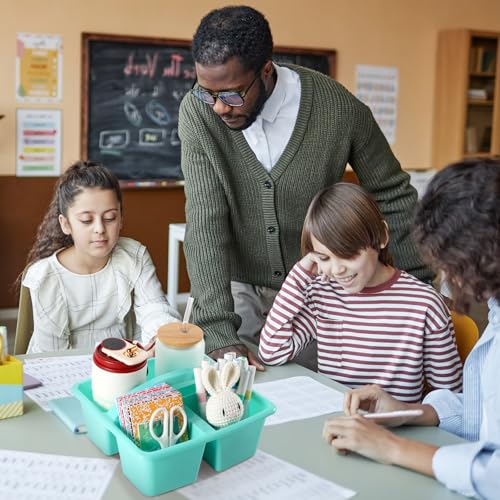 6 Pack Plastic Classroom Organizer Caddy with Handle, Morandi - color: Morandi