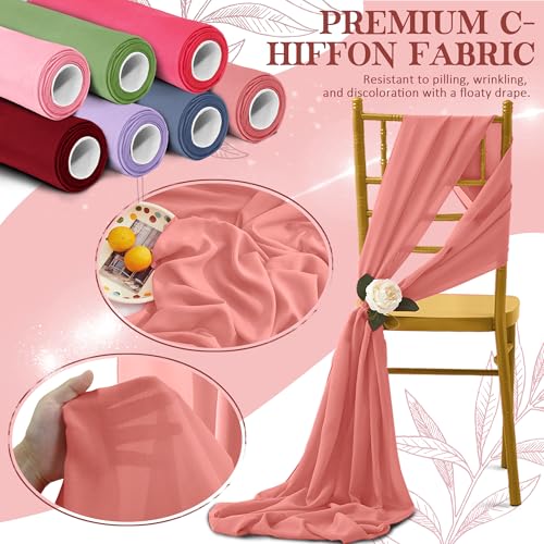 Horbaunal Rose Gold Chiffon Fabric by The Yard, 1 Yard Precut Sheer Fabric - color: Rose Gold, size: 1 Yard