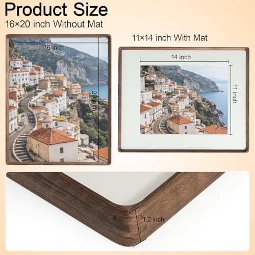Picture Frames Rounded Corners 16x 20 Frame With Mat For 11x14 - size: 16×20