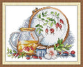 CaptainCrafts Counted Cross Stitch Kits for Adults Tea Pattern - color: Cross Stitch and Afternoon Tea in Winter, style: Counted 14CT