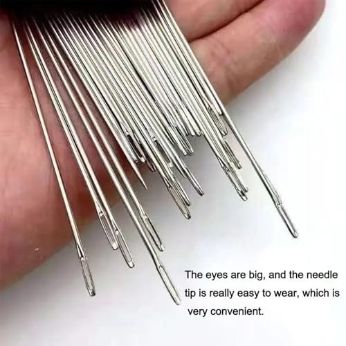Sewing Tool Set, 37Pcs Big Eye Steel Sewing Needles Kit, Threader and Needle Repair Kit, Needle Threaders and Seam Ripper for Hand Sewing (37pcs tool kit)