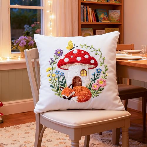 BEUNITONE 4 Set Embroidery Kit for Beginners, Fairy Tale Pattern Cross Stitch Kits, Needlepoint Kits for Adults with Instructions and Full Kit, Funny Hand Embroidery Patterns for Cloth and Home Decor - style: D-Fairy Tales