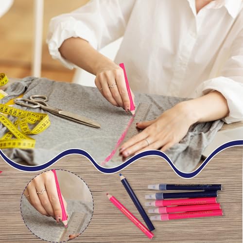 BOXOB 8pcs Tailors Fabric Pencil for Sewing Marking (Blue, Pink) - color: Blue, Pink