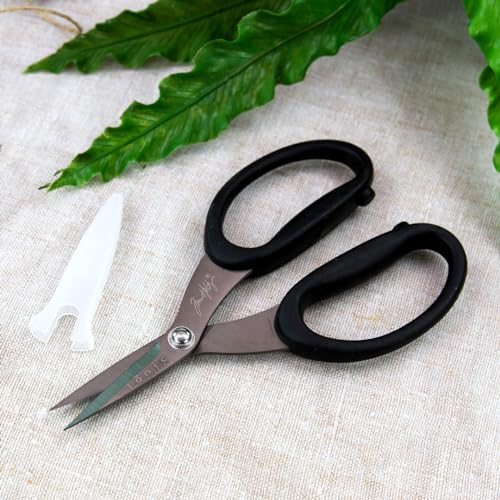 Tim Holtz Small Scissors - 5 Inch Mini Snips with Micro Serrated Blade - Craft Tool for Cutting Paper, Fabric, and Sewing - Titanium with Black Comfort Grip Handles - size: 5" Right Handed