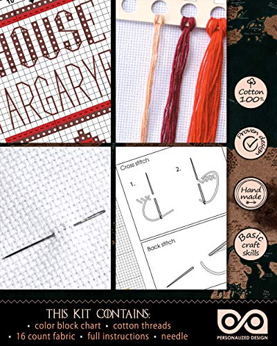 DIY Handmade Gift - Embroidery Bookmark with GoT Dragonstone Design Pattern - color: House Targaryen