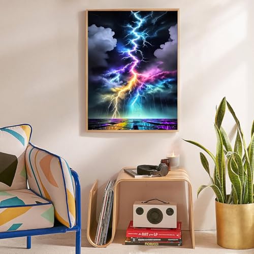 Colorful Lightning Stamped Cross Stitch Kits for Beginners Adults, Dimensions Needlepoint Art Crafts,Counted Cross Stitch Kits Embroidery Kits for Beginners Adults for Home Decor 11.8X15.7inch - color: Cross Stitch-1011-8