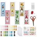 FREEBLOSS 6 Set Cross Stitch Bookmark Kit 8x2.4''11CT St. Patrick Gnome - style: Gnomes