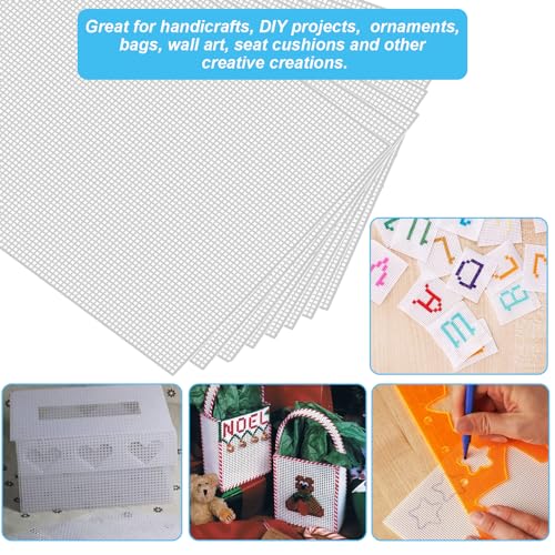 20 Pieces 7 Count Plastic Canvas Sheets, 8x12in Plastic Mesh Sheet - size: 8x12-20pcs