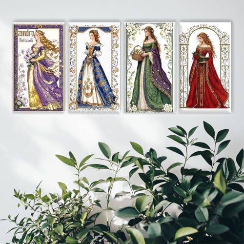 4 Pack Elegant Woman Stamped Cross Stitch Kits for Adults - Embroidery Kits for Beginners Adults,11 CT Patterns Dimensions Counted Cross Stitch Kits for Arts Craft Kits,16X28inch