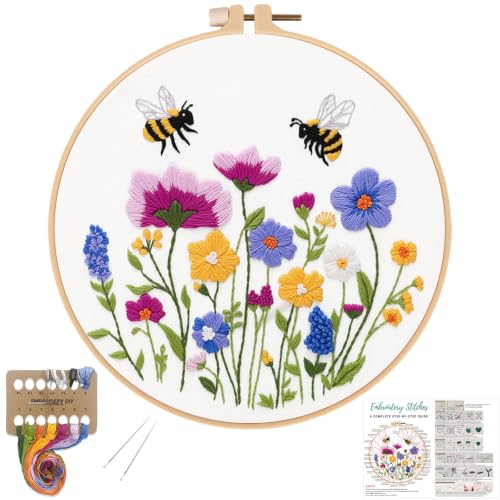 Louise Maelys Embroidery Kit for Beginners, Wildflower Bee Embroidery Kit - color: Wildflower Bee