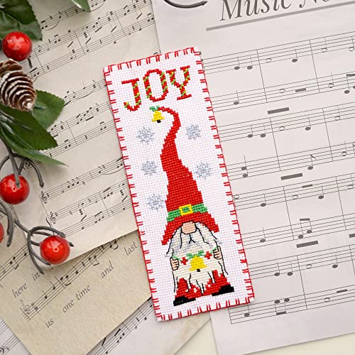 Povitrulya Christmas Santa Gnome - Counted Cross Stitch Bookmark Kit - DIY Embroidery Gift - color: Christmas Santa Gnome