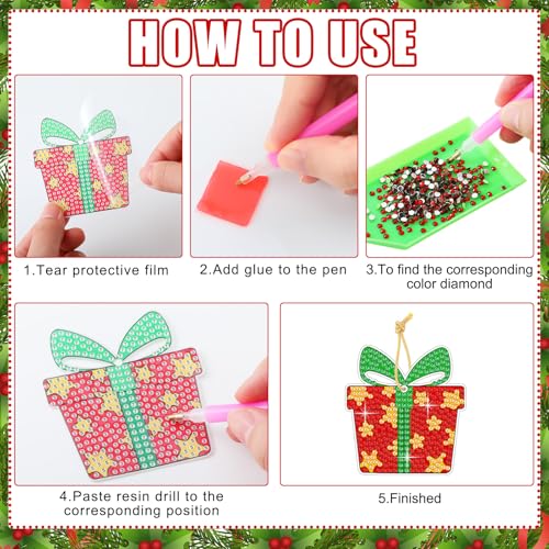 Realspring 20 Pcs Christmas Diamond Art Ornaments 5d Gingerbread Man Gnome - style: Classic