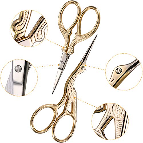 Mudder 3 Stork Scissors Stainless Steel Crane Design, Gold
