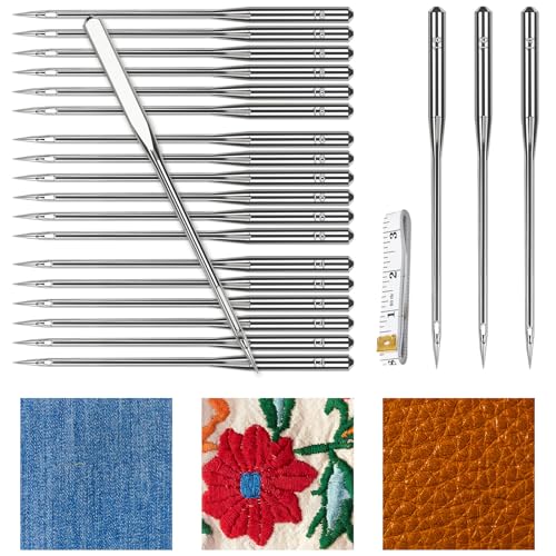 60 PCS Heavy Duty HAX1 Needles, Size 90/14 100/16 110/18, Universal Compatible with Home Sewing Machine, Ideal for Leather, Jeans, Canvas, Thick Fabric - style: 60pcs