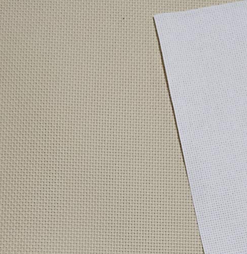 19" x 28" 14CT Counted Cotton Aida Cloth Cross Stitch Fabric (Light Beige) - color: Light Beige