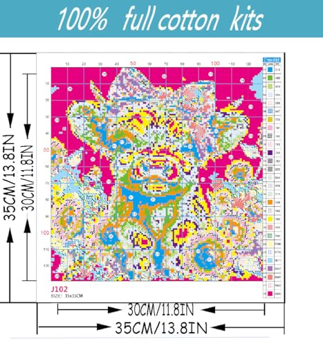 Cow Stamped Cross Stitch Kits for Adults Beginner,Counted Embroidery Kits - color: cow
