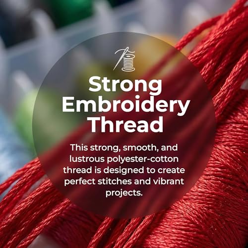 Huacan 36 Colors Embroidery Thread Kit Full Starter Tools with Storage Box - color: 36 Color（53 Pcs）