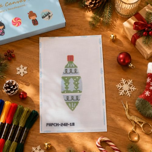 Howie's Needlepoint Bauble Needlepoint Kits for Adults & Beginners, 18 Mesh Printed Needlepoint Canvas, Stamped Patterns Canvas Starter Kits(Festive Baubles 16,5.5"x 2") - color: Festive Baubles 16