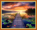 Dimensean Stamped Cross Stitch Kits Full Range of Embroidery Patterns Starter Kits for Beginners Adult DIY Cross Stitches Needlepoint Kits 11CT-Lotus by the Lake 16x20 inch - color: Craftpattern64