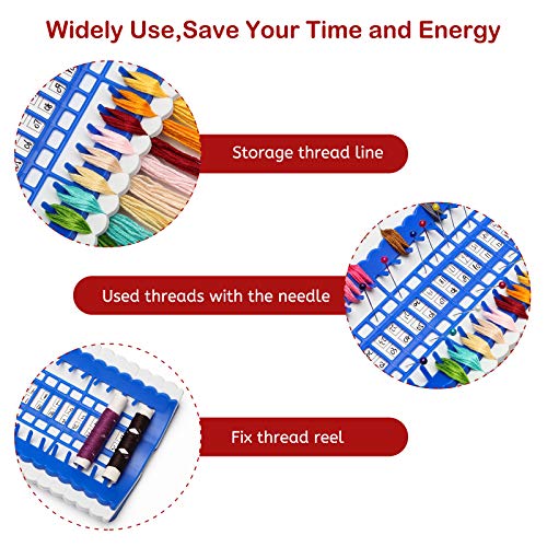 Luxiv 50 Position Embroidery Floss Organizer, Thread Shelf with 15P Card - color: Blue, size: 50 Positions