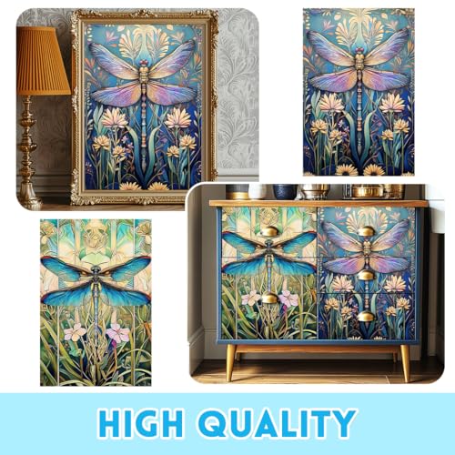 6 Sheets Dragonflies Rub on Transfers for Furniture Vintage Floral Rub on Transfer Sticker for DIY Crafts Decor Iod Transfers Stickers for Wood Dresser Glass Window Decals Waterproof 6"x12" - style: Dragonfly
