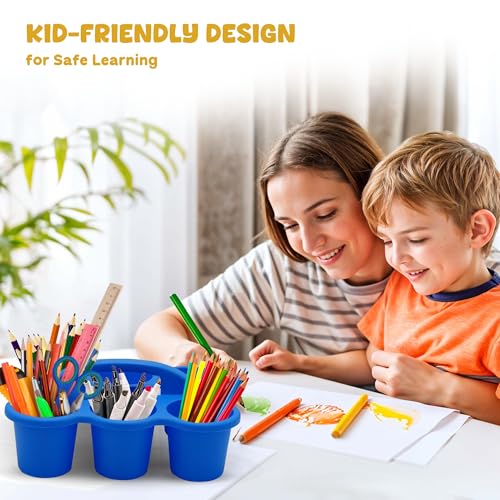 4E's Novelty 4 Pack Caddy for Classroom, Classroom Pencil Caddy, Durable Table Cup Drink Holder, Sturdy Schools Desk Bin, Craft Caddy, Colorful Art Supply Caddies for School Home, Teacher Organizer