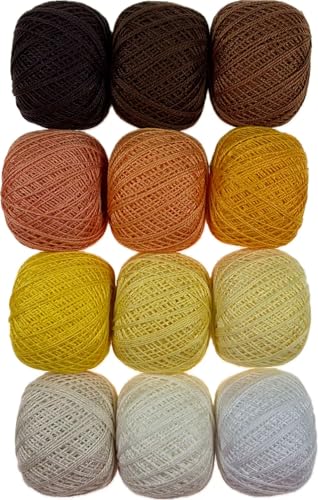 KCS Mercerized Pearl Cotton Thread Size 8 Crochet Needlework Embroidery Threads Ball (12, 12balls06) - color: 12balls06