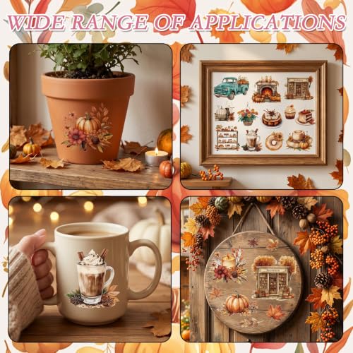 12 Pcs Fall Rub on Transfers for Furniture Crafts 5.9x5.9 Inch - color: Autumn Food