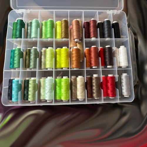2 PCS 46 Grids Sewing Organizer, Double Sided Thread Box Storage,Small Clear Compartment Plastic Organizer Box for Embroidery Floss Sewing Threads Needles Beads Small Crafts