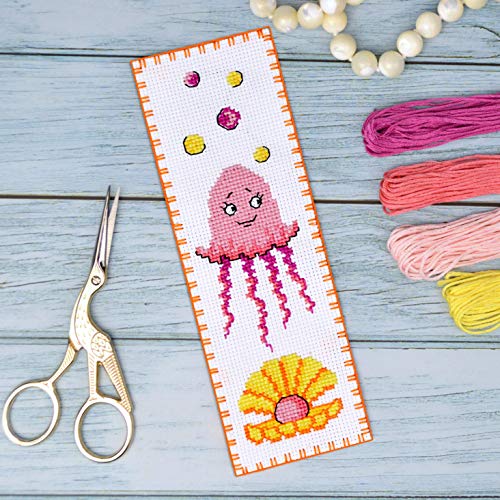 Povitrulya Counted Cross Stitch Kit 'Jellyfish' - DIY Embroidery Bookmark Under the Sea - color: JellyFish