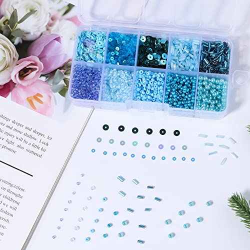 Blue Glass Seed Bugle Tube Beads for Jewelry Making - color: blue