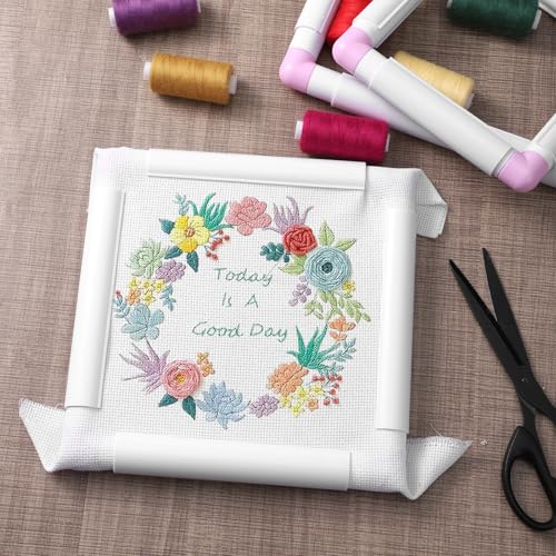 3 Pcs Square Embroidery Hoops, Embroidery Snap Frame, Plastic Cross Stitch Snap Frames, DIY Sewing Tool for Cross Stitching, Quilting, Needlepoint(6"x 6", 8" x 8", 11" x 11")